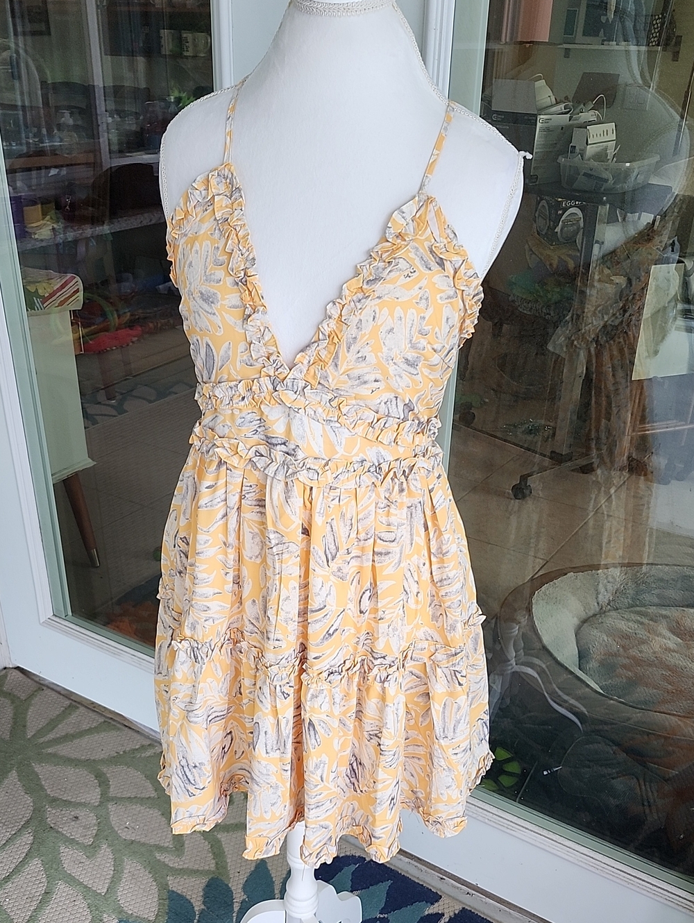 ambition Yellow Floral Ruffle Mini Dress
